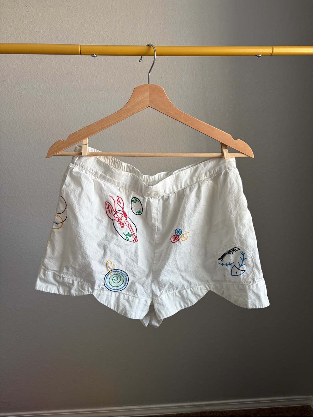 Anthropology Embroidered White Women's Shorts